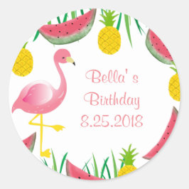 Adesivo Redondo Flamingo Stickers