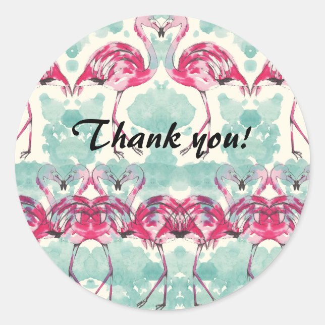 Adesivo Redondo Flamingo Thank you sticker (Frente)