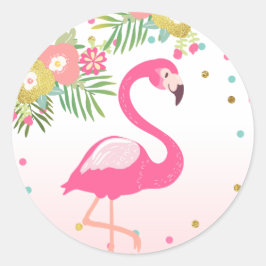 Adesivo Redondo Flamingo Tropical Birthday Envelope Seal Sticker