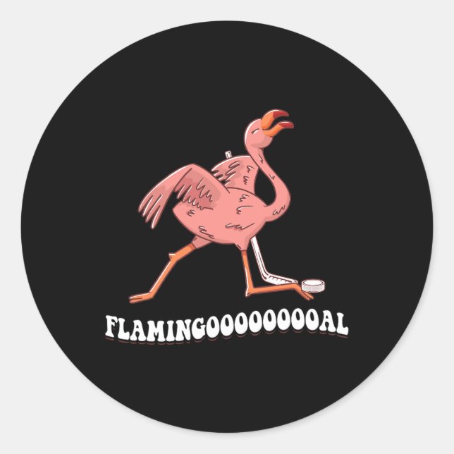 Adesivo Redondo Flamingooooal Flamingo Ice Hockey (Frente)