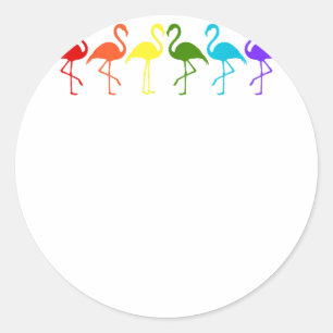 Adesivo Redondo Flamingos do Orgulho LGBT nas Cores de Sinalizador
