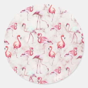 Adesivo Redondo Flamingos Rosa Modernos Fofos
