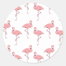 Adesivo Redondo Flamingos Rosa Tema de Praia Tropical Costeira