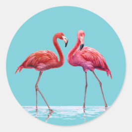 Adesivo Redondo Flamingos Sticker