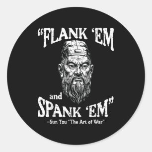 Adesivo Redondo Flank Em Spank Em Sun Tzu Dito Engraçado Meme Home