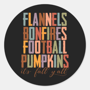 Adesivo Redondo Flannels Bonfire Pegbyll Pumpkins É outono Y'al