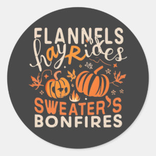 Adesivo Redondo Flannels Hayrides Pumpkins Sweater Bonfire