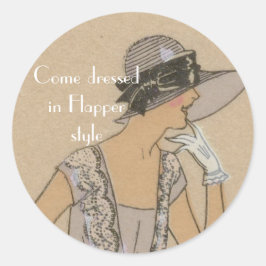 Adesivo Redondo Flapper Girl in Large Brit Hat