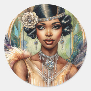 Adesivo Redondo Flapper Woman Roaring Twentties