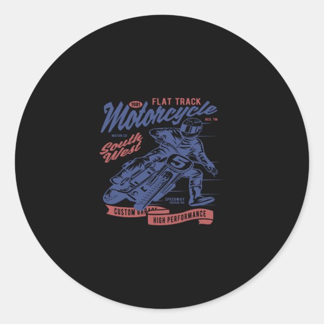 Adesivo Redondo flat track  motorcycle (Frente)