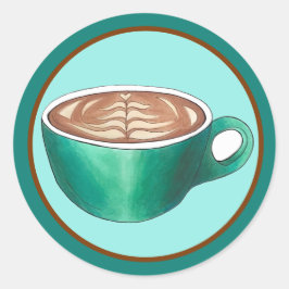 Adesivo Redondo Flat White Latte Cappucccino Café Compro House Caf