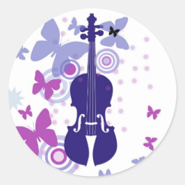 Adesivo Redondo Flautter Fiddle Violin Stickers