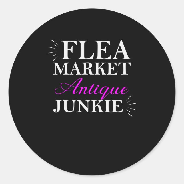 Adesivo Redondo Flea Market Antique Junkie (Frente)