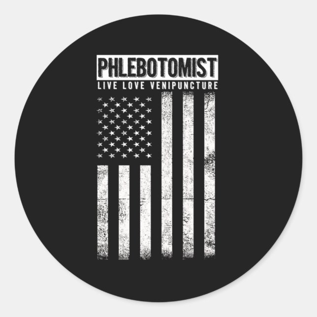 Adesivo Redondo Flebotomista Vivo Vivo Venipuntura Veia Sangue Gif (Frente)