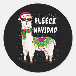 Adesivo Redondo Fleece Feliz Navidad Llama Natal Gif