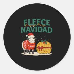 Adesivo Redondo Fleece Navidad Fazenda Natal Gráfico de Férias de