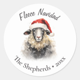 Adesivo Redondo Fleece Navidad Sheep Christmas