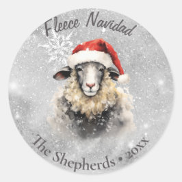 Adesivo Redondo Fleece Navidad Sheep Snowy Natal