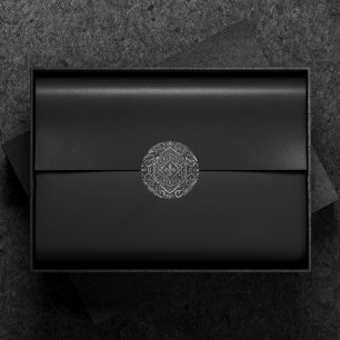 Adesivo Redondo Fleur de Lis Antiga Damasko Grunge Preto Pratead