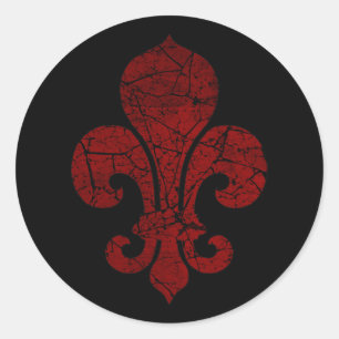 Adesivo Redondo fleur-de-lis-cracked_red
