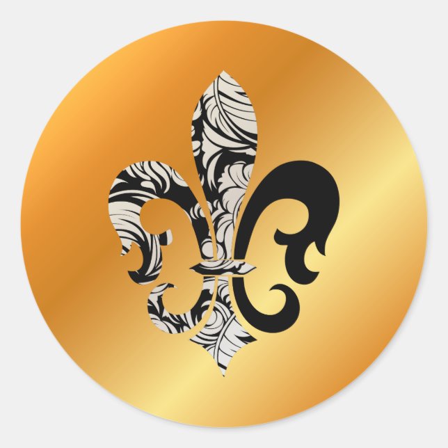 Adesivo Redondo Fleur de Lis, DIY fundo+texto (Frente)