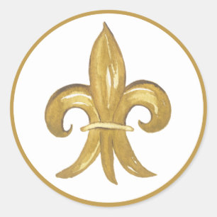 Adesivo Redondo Fleur de lis Dourado