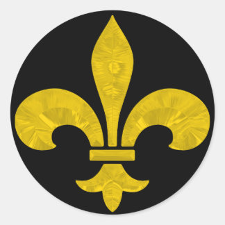 Adesivo Redondo Fleur De Lis Dourado Leaf Cut