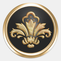 Fleur de Lis Dourado no selo do envelope preto