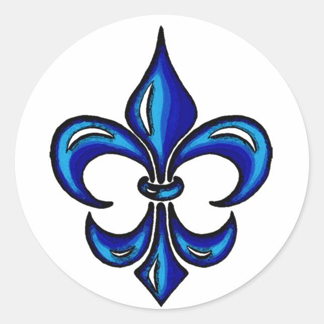 Adesivo Redondo Fleur de Lis em Azul (Frente)