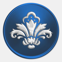 Adesivo Redondo Fleur de Lis em Blue Envelope Seal