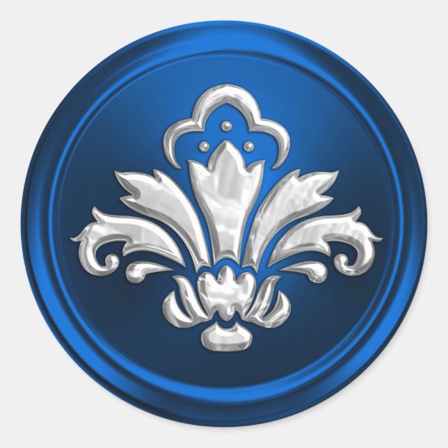 Adesivo Redondo Fleur de Lis em Blue Envelope Seal (Frente)