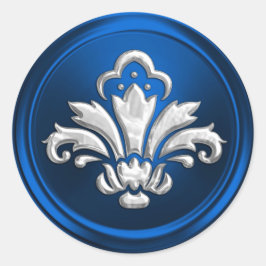 Adesivo Redondo Fleur de Lis em Blue Envelope Seal