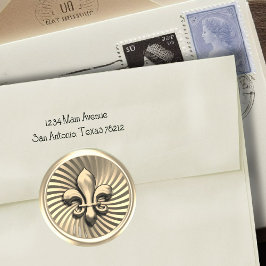 Adesivo Redondo Fleur de Lis em Dourado Fundo