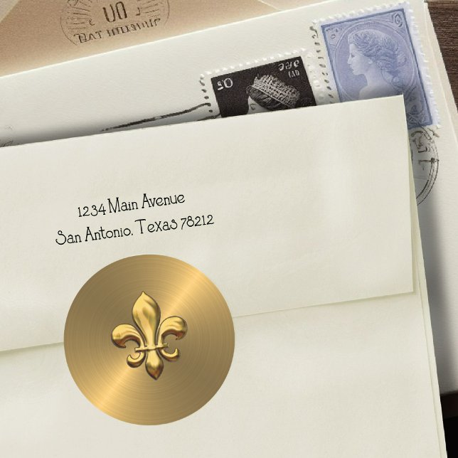 Adesivo Redondo Fleur de Lis em Dourado Fundo (Criador carregado)