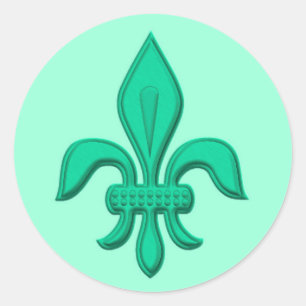 Adesivo Redondo Fleur de Lis em Turquesa e Aqua Leve