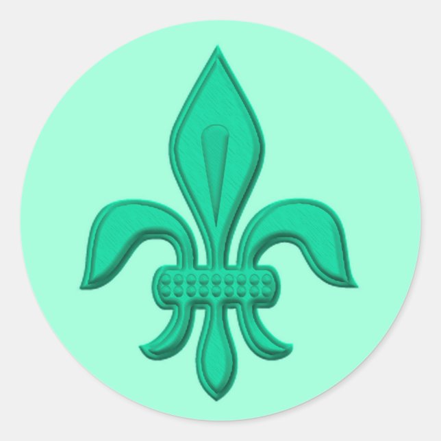 Adesivo Redondo Fleur de Lis em Turquesa e Aqua Leve (Frente)