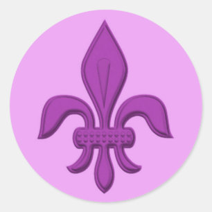 Adesivo Redondo Fleur de Lis em Violet Purple na Lavanda