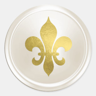 Adesivo Redondo Fleur de Lis Envelope Fleur de Ivory e Dourada