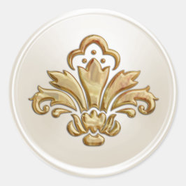 Adesivo Redondo Fleur de Lis Envelope Fleur de Ivory e Dourada