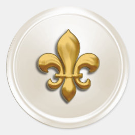 Adesivo Redondo Fleur de Lis Envelope Fleur de Ivory e Dourada