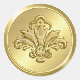 Adesivo Redondo Fleur de Lis Envelope Seal Dourado