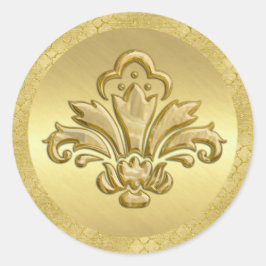 Adesivo Redondo Fleur de Lis Envelope Seal Dourado