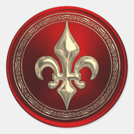 Adesivo Redondo Fleur de Lis, Fleur de Lis, Seal de Envelope Verme