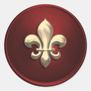 Adesivo Redondo Fleur de Lis, Fleur de Lis, Seal de Envelope Verme