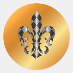 Adesivo Redondo Fleur de Lis, fundo e texto DIY