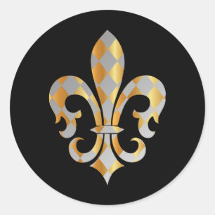 Adesivo Redondo Fleur de Lis, fundo+texto DIY