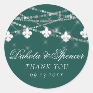 Adesivo Redondo Fleur de Lis Green Lights Casamento Moody Dark
