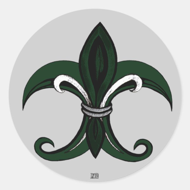 Adesivo Redondo Fleur de lis Green/prata (Frente)