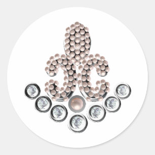 Adesivo Redondo Fleur De Lis-jeweled