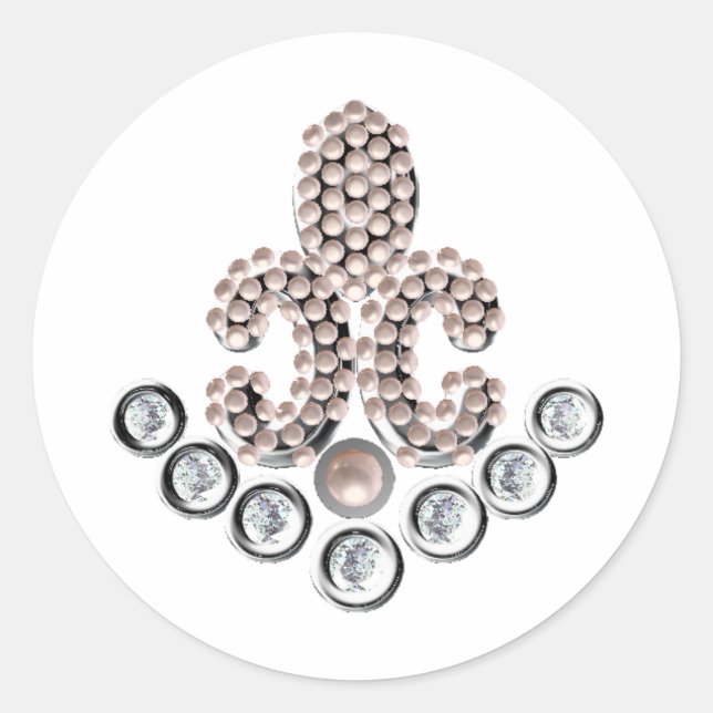 Adesivo Redondo Fleur De Lis-jeweled (Frente)